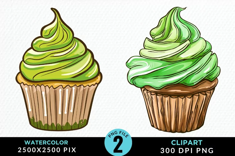 Watercolor Cupcakes Exquisite Clipart