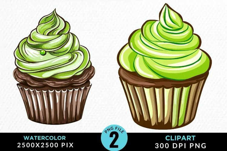 Watercolor Cupcakes Exquisite Clipart
