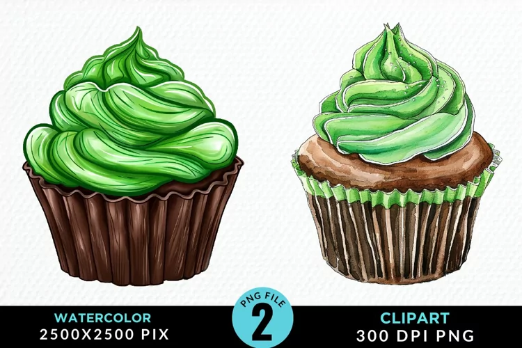 Watercolor Cupcakes Graphic Clipart