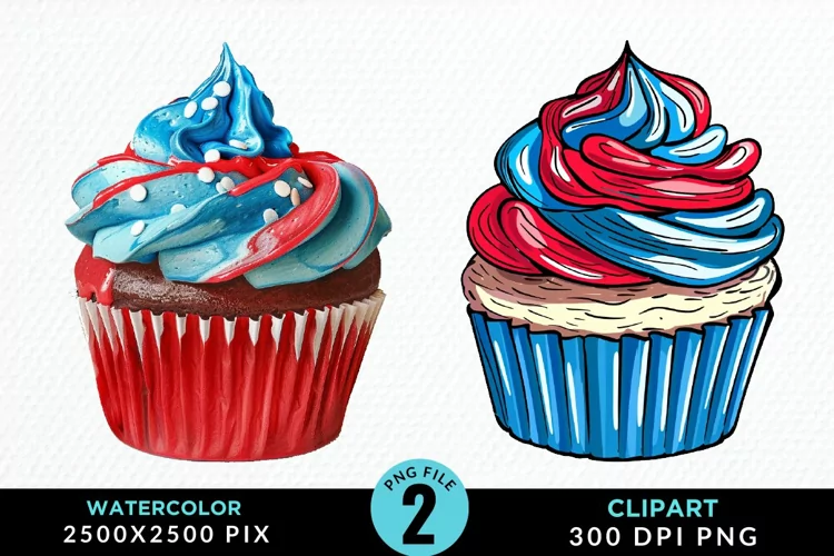 Watercolor Cupcakes Exquisite Clipart