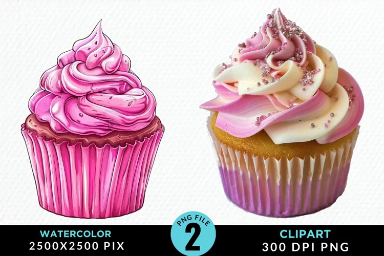 Watercolor Cupcakes Exquisite Clipart