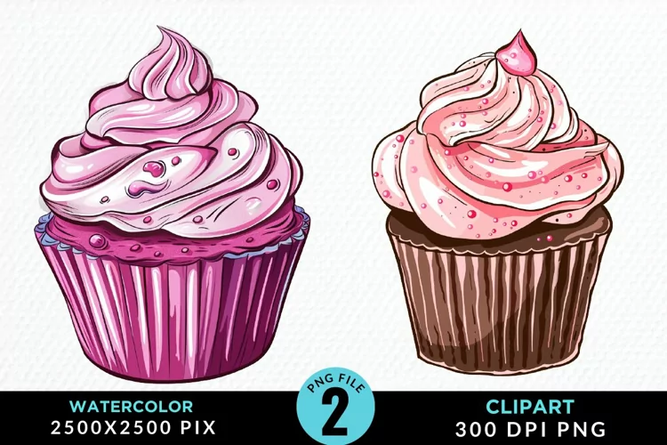 Watercolor Cupcakes Exquisite Clipart