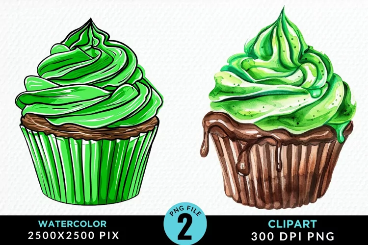 Watercolor Cupcakes Exquisite Clipart