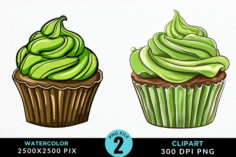 Watercolor Cupcakes Graphic Clipart