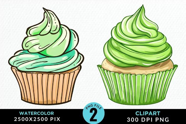 Watercolor Cupcakes Exquisite Clipart