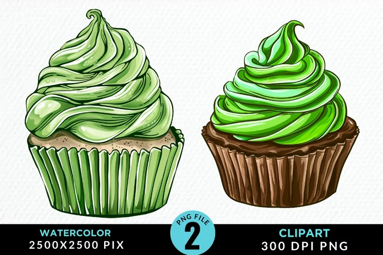 Watercolor Cupcakes Exquisite Clipart