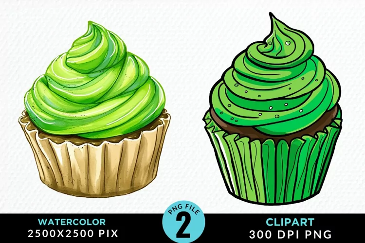 Watercolor Cupcakes Graphic Clipart