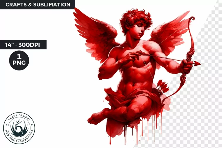 Valentines day clipart, Watercolor Cupid clipart, cupid png