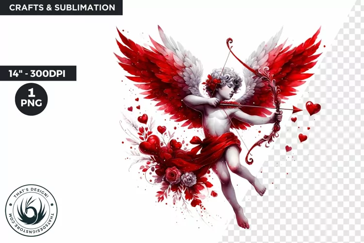 Valentines day clipart, Watercolor Cupid clipart, cupid png