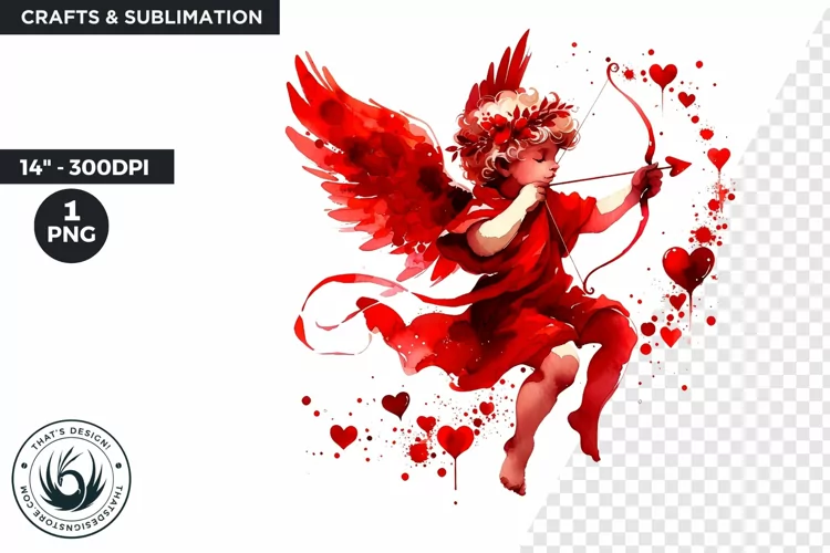 Valentines day clipart, Watercolor Cupid clipart, cupid png