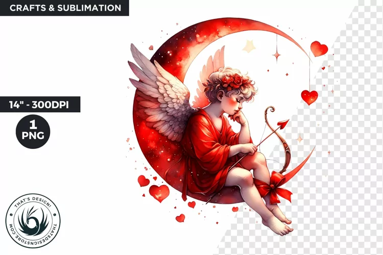 Valentines day clipart, Watercolor Cupid clipart, cupid png