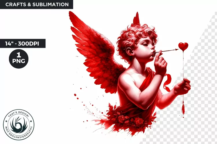 Valentines day clipart, Watercolor Cupid clipart, cupid png