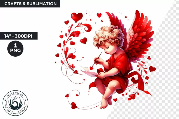 Cupid Valentines day clipart, Watercolor Cupid clipart PNG