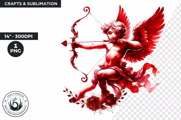 Valentines day clipart, Watercolor Cupid clipart, cupid png