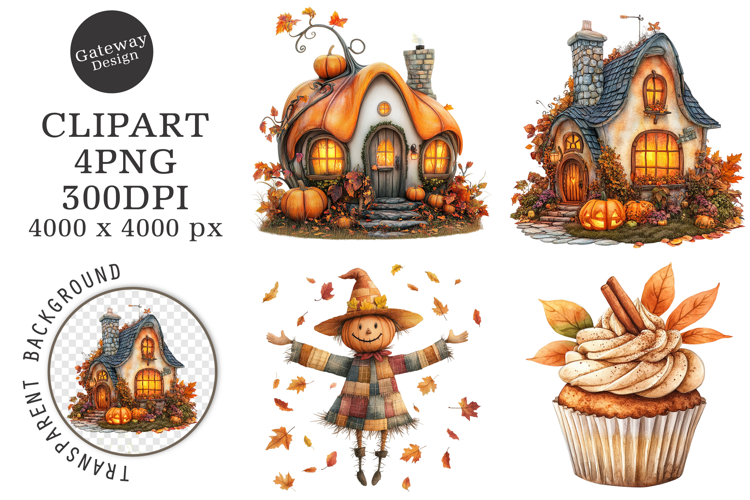 Watercolor Cute Autumn Fall Clipart