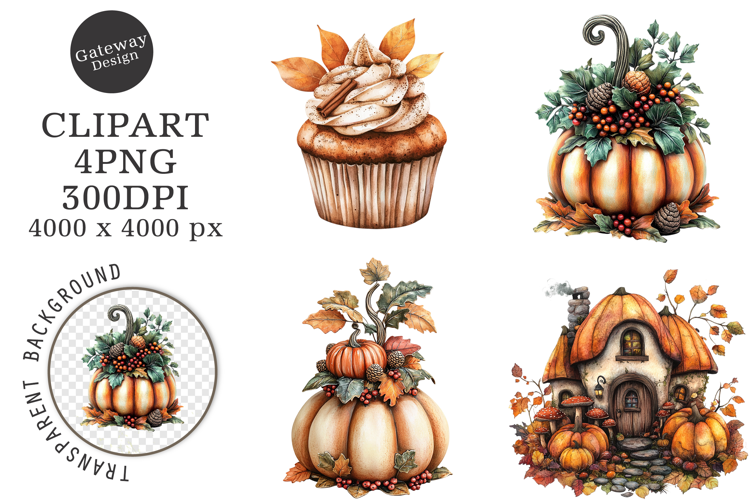 Watercolor Cute Autumn Fall Clipart