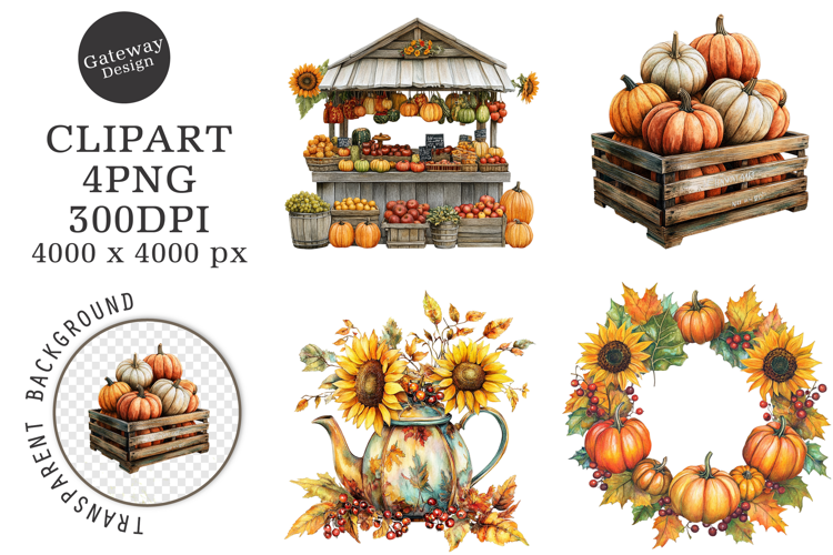 Watercolor Cute Autumn Fall Clipart