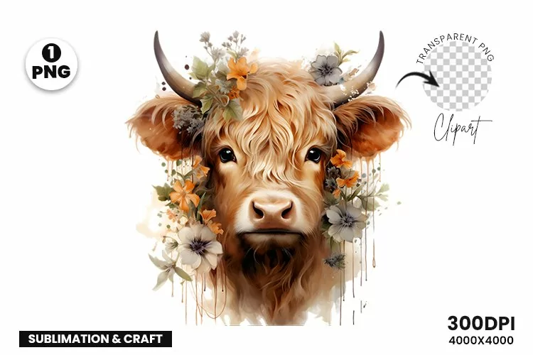 Highland Cow Clipart Sublimation| Highland Sublimation PNG