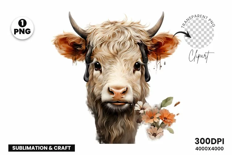Highland Cow Clipart Sublimation| Highland Sublimation PNG