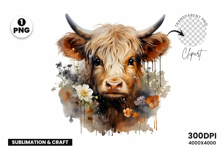 Highland Cow Clipart Sublimation| Highland Sublimation PNG