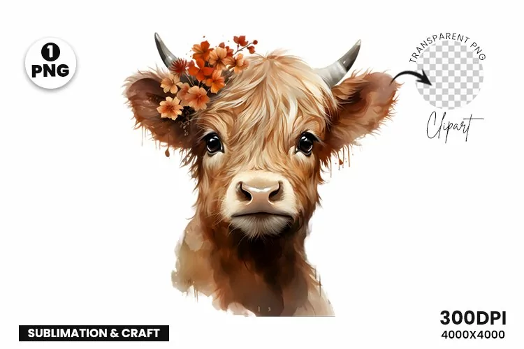 Highland Cow Clipart Sublimation| Highland Sublimation PNG
