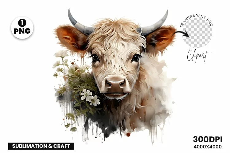 Highland Cow Clipart Sublimation| Highland Sublimation PNG