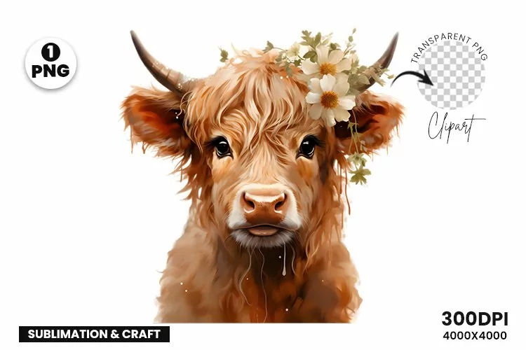Highland Cow Clipart Sublimation| Highland Sublimation PNG