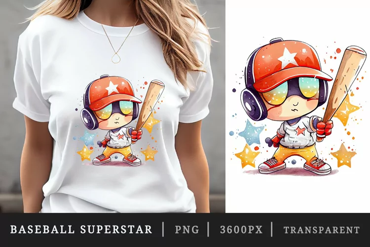 Watercolor cute baseball t-shirt sublimation print design