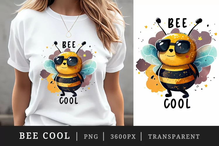 Watercolor cute bee cool t-shirt sublimation print design