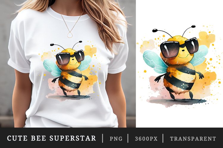 Watercolor cute bee t-shirt sublimation print design png