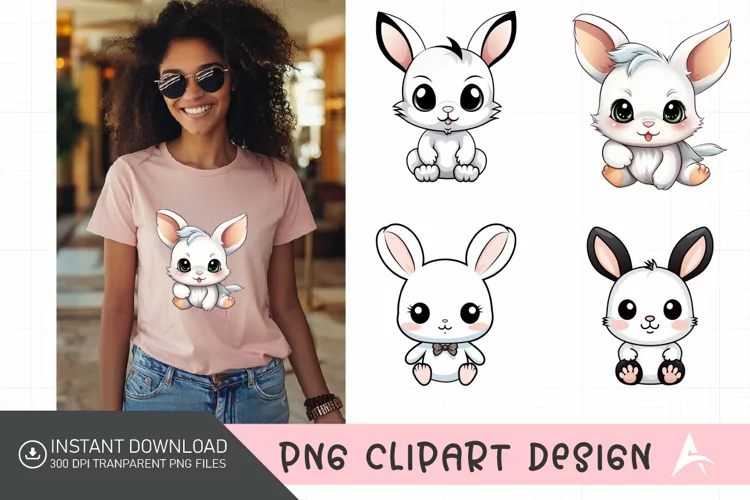 Watercolor Cute Bunny Sublimation Clipart