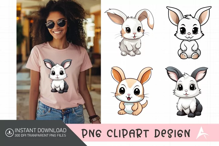 Watercolor Cute Bunny Sublimation Clipart