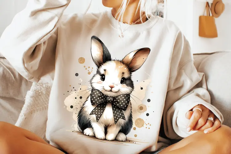 Watercolor Easter Bunny PNG, Easter Coquette PNG, Easter PNG