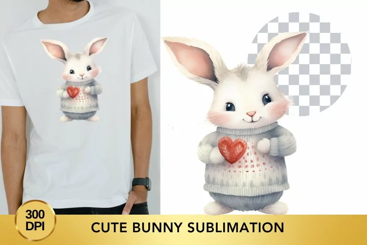 Pink Cute Bunny Sublimation Clipart, Animal Clipart