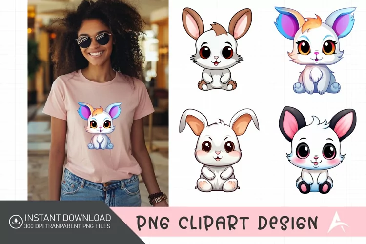 Watercolor Cute Bunny Sublimation Clipart