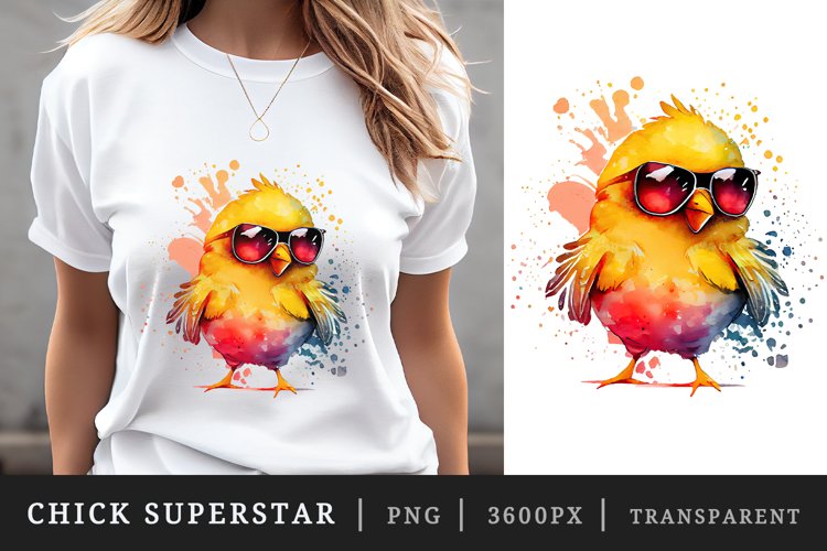 Watercolor cute chick t-shirt sublimation print design png example image 1