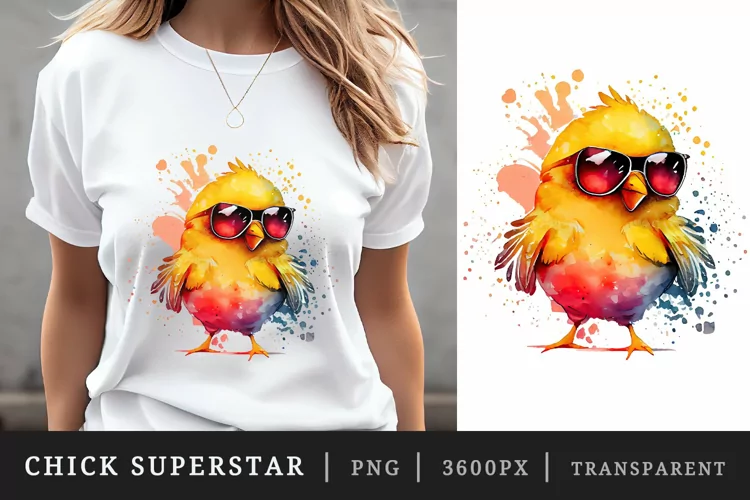 Watercolor cute chick t-shirt sublimation print design png