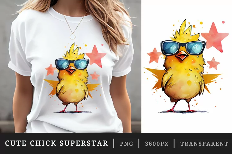 Watercolor cute chick t-shirt sublimation print design png