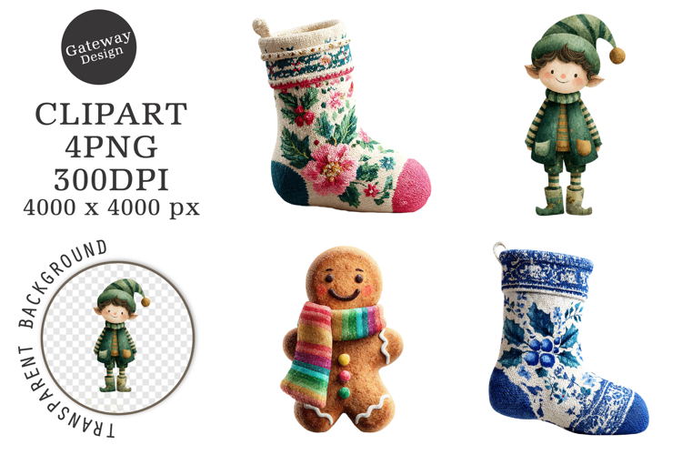 Watercolor Cute Christmas Clipart