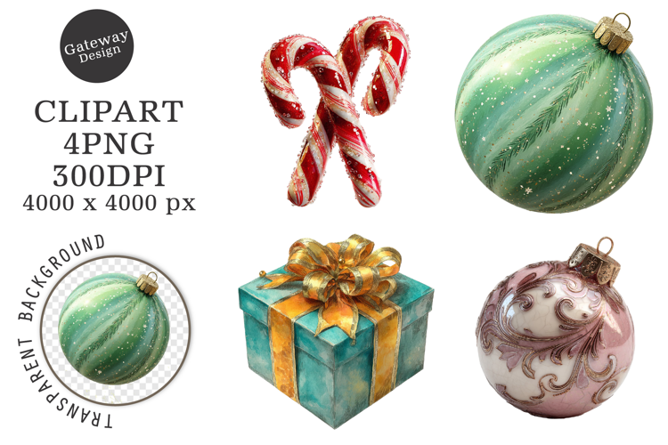 Watercolor Cute Christmas Clipart