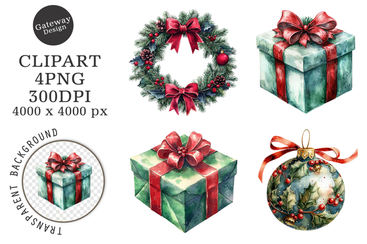 Watercolor Cute Christmas Family Clipart