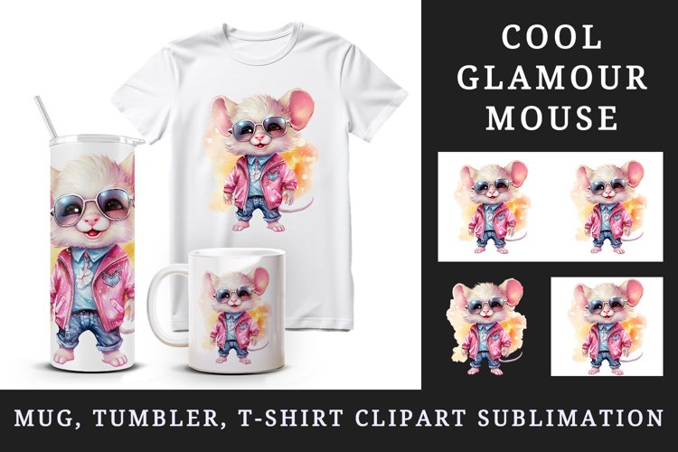 Cool mouse tumbler, mug wrap, clipart sublimation design