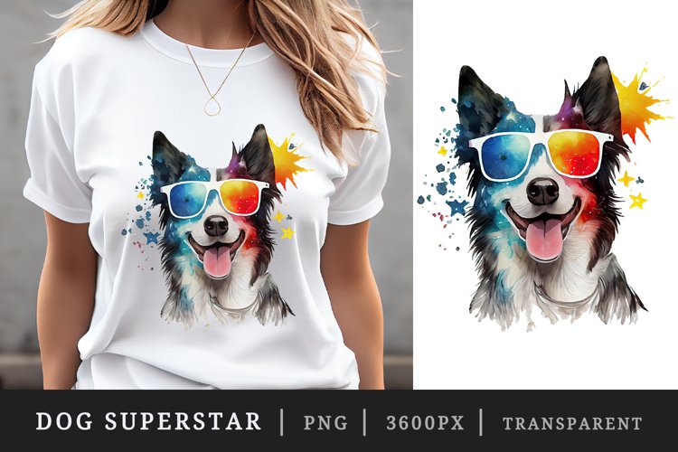 Watercolor cute dog t-shirt sublimation print design png example image 1