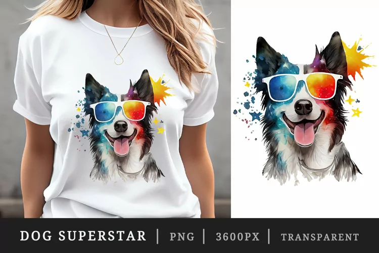 Watercolor cute dog t-shirt sublimation print design png