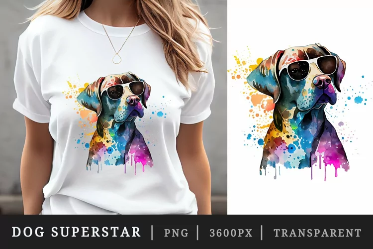 Watercolor cute dog t-shirt sublimation print design png