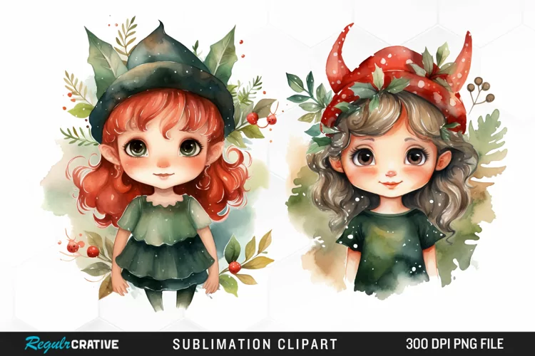 Watercolor Cute Elf Exquisite Clipart