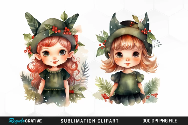 Watercolor Cute Elf Exquisite Clipart