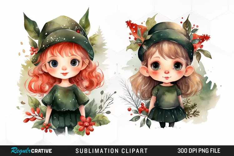 Watercolor Cute Elf Exquisite Clipart