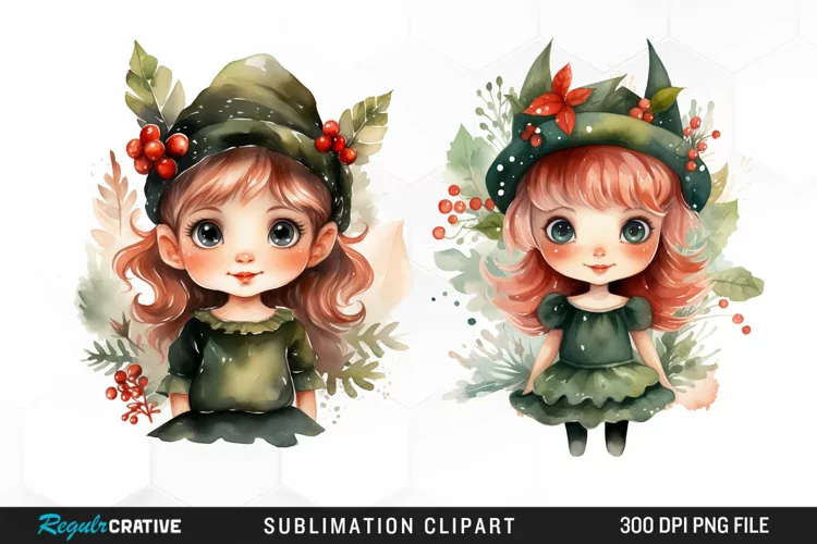 Watercolor Cute Elf Exquisite Clipart