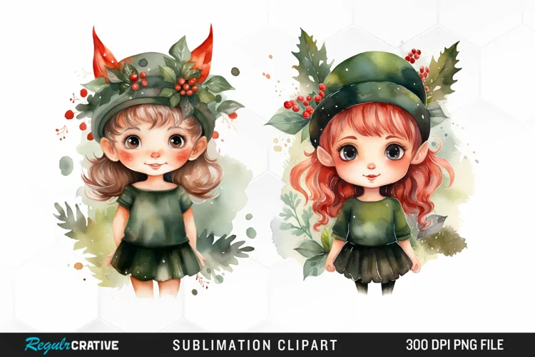 Watercolor Cute Elf Exquisite Clipart